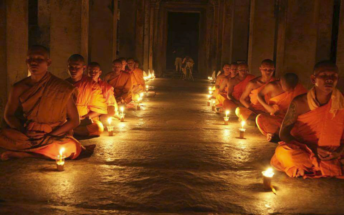Monks Meditation at Angkor Wat